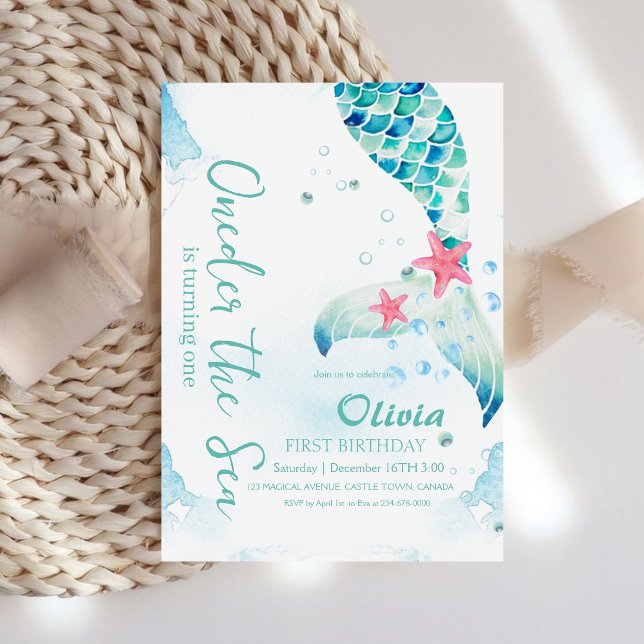 Invitation Fête D'Anniversaire De Sirène Sous La Mer (Créateur téléchargé)