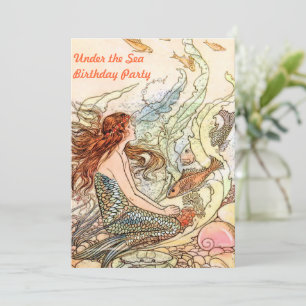 Invitation Fête d'anniversaire de sirène sous la mer
