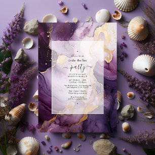 Invitation Fête d'anniversaire de sirène sous la mer Mauve &