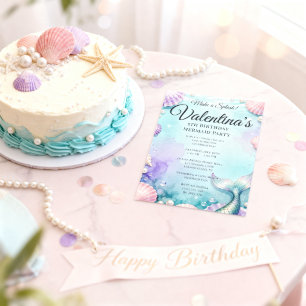 Invitation Fête d'anniversaire de sirène sous la mer Océan ma