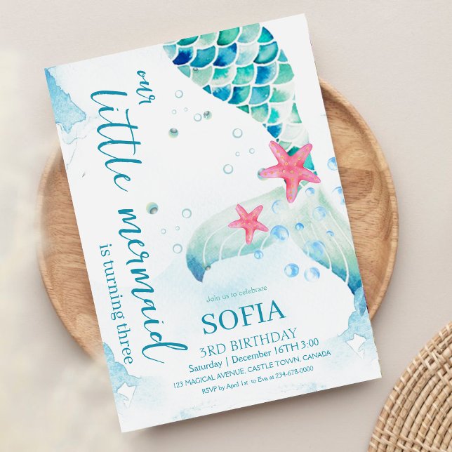 Invitation Fête D'Anniversaire De Sirène Sous La Sirène De Me (Créateur téléchargé)