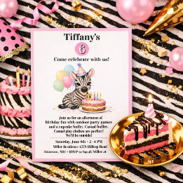Invitation Fête d'anniversaire de six ans pour fille au safar