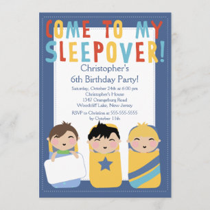 Invitation Fête d'anniversaire de Sleepover de GARÇONS
