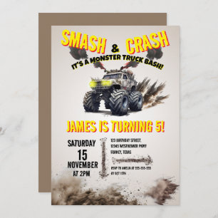 Invitation Fête d'anniversaire de SMASH & CRASH Monster