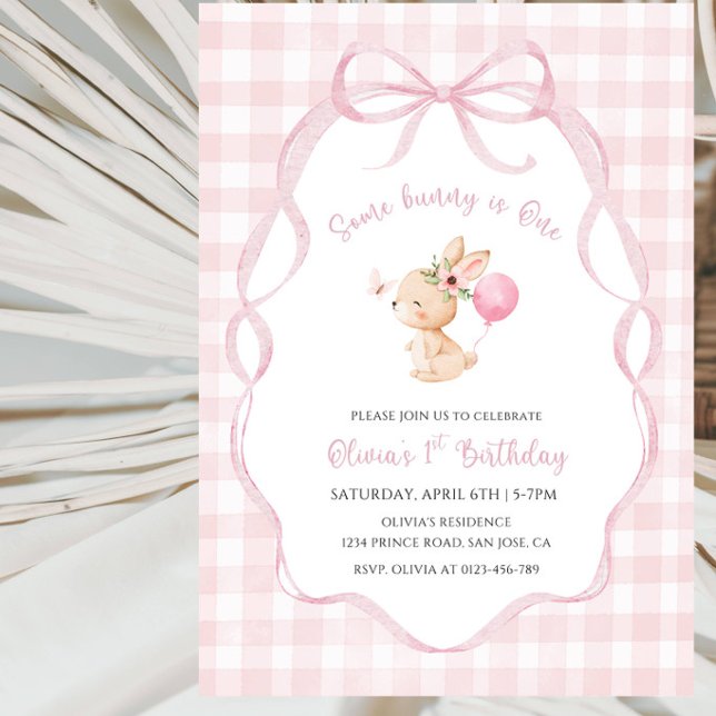 Invitation Fête d'anniversaire de Some Bunny Is One 1 an (Créateur téléchargé)