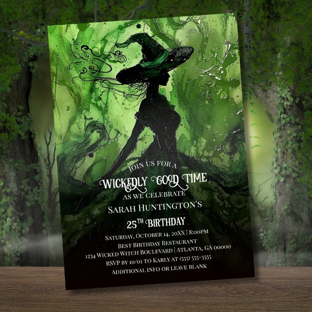 Invitation Fête d'anniversaire de sorcière peinte méchamment  (Créateur téléchargé)