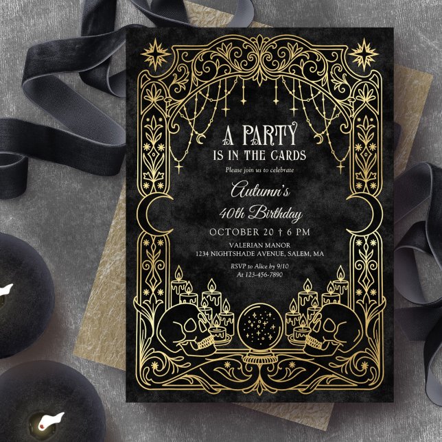 Invitation Fête d'anniversaire de sorcière Tarot Halloween no (Créateur téléchargé)