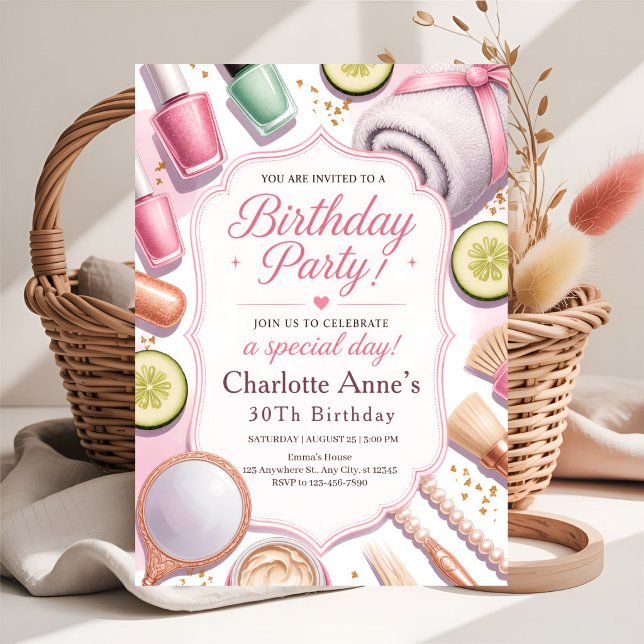 Invitation Fête d'anniversaire de Spa de Luxe (Créateur téléchargé)