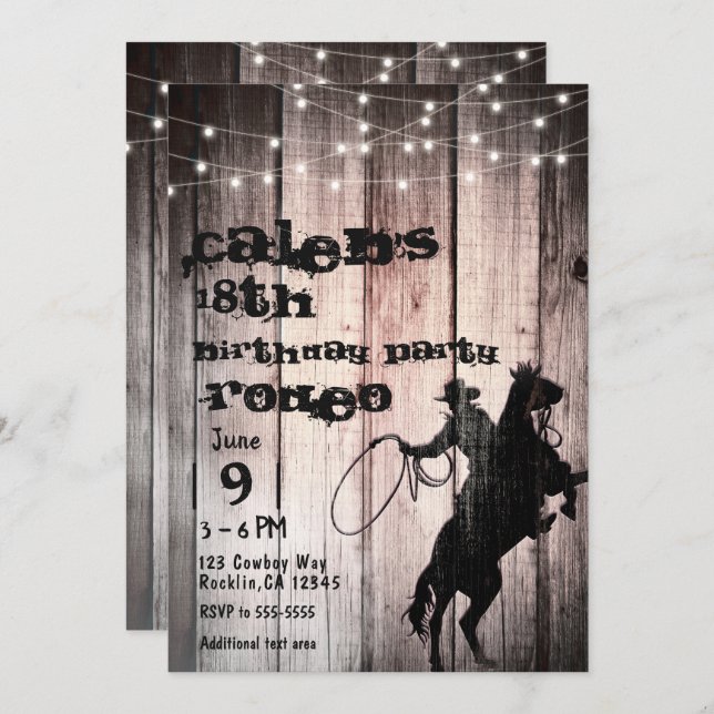 Invitation Fête d'anniversaire de style barn en bois rustique (Devant / Derrière)