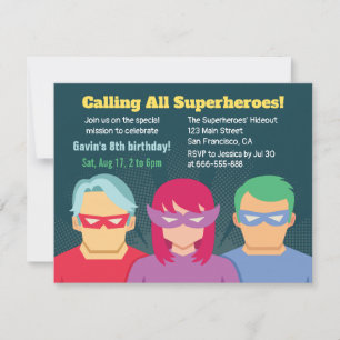 Invitation Fête d'anniversaire de super-héros cool