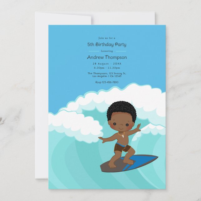 Invitation Fête d'anniversaire de Surfer Boy (Devant)