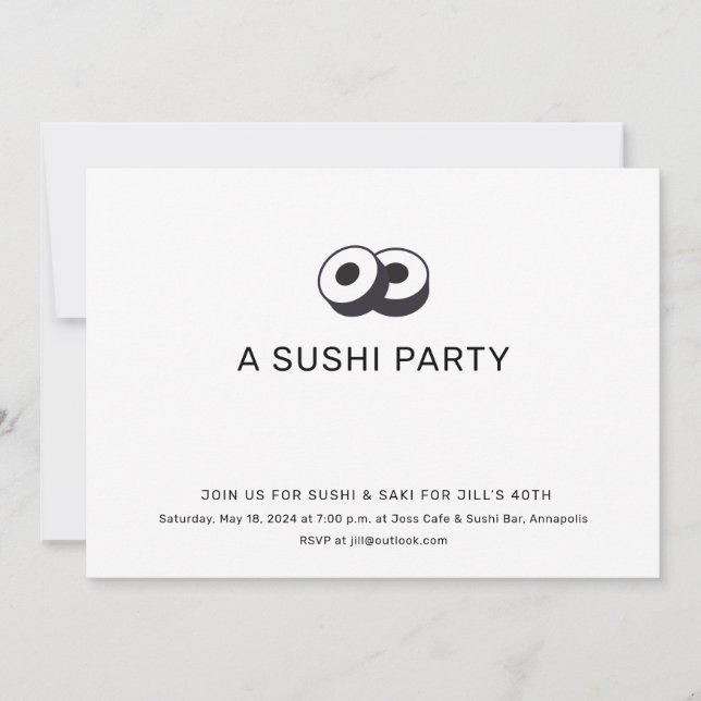 Invitation Fête d'anniversaire de sushi pour dîner (Devant)