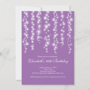 Invitation Fête d'anniversaire de Sweet sixteen violet modern