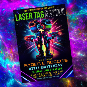 Invitation Fête d'anniversaire de tag laser afro-américain