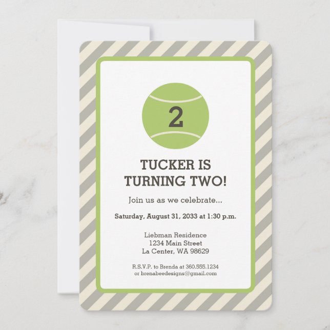 Invitation Fête d'anniversaire de tennis (Devant)