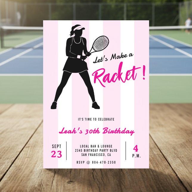 Invitation Fête d'anniversaire de tennis Faisons du tapage Ra (Créateur téléchargé)