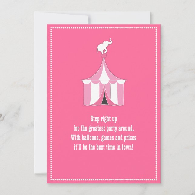 Invitation Fête d'anniversaire de tente de cirque et de fille (Devant)