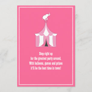 Invitation Fête d'anniversaire de tente de cirque et de fille