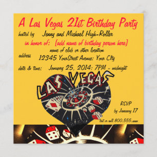 Invitation Fête d'anniversaire de thème de casino de Vegas