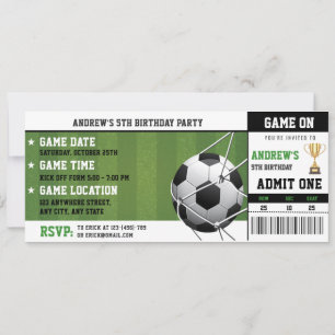 Invitation Fête d'anniversaire de Ticket de Football personne