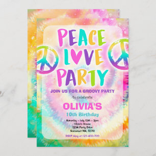 Invitation Fête d'anniversaire de Tie Dye Pastel Tie Dye Hipp