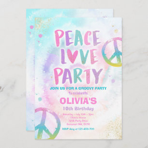 Invitation Fête d'anniversaire de Tie Dye Pastel Tie Dye Hipp