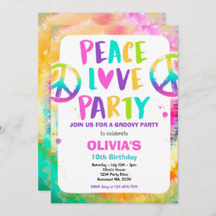 Invitation Fête d'anniversaire de Tie Dye Pastel Tie Dye Hipp