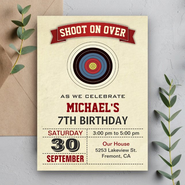 Invitation Fête d'anniversaire de tir à l'arc (Créateur téléchargé)
