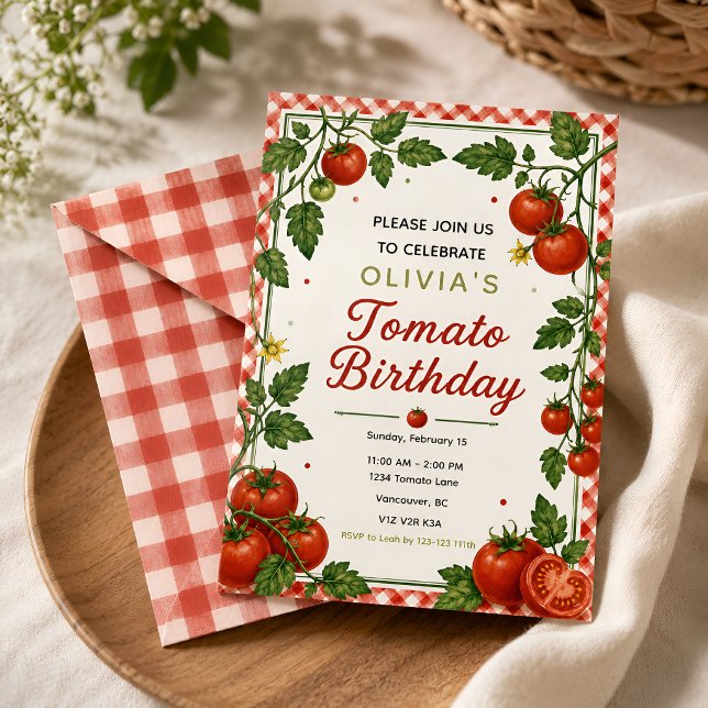 Invitation Fête d'anniversaire de Tomate (Créateur téléchargé)