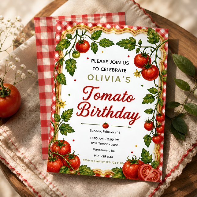 Invitation Fête d'anniversaire de Tomate Mignonne (Créateur téléchargé)