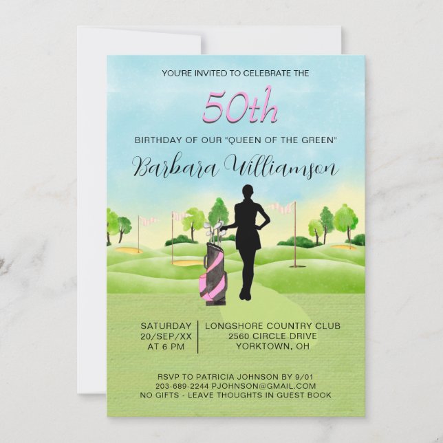 Invitation Fête d'anniversaire de tout âge, fête de golf  (Devant)