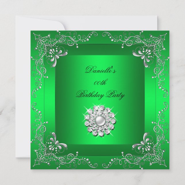Invitation Fête d'anniversaire de tout âge Lime Green Diamond (Devant)