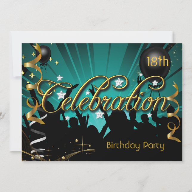 Invitation Fête d'anniversaire de tout âge pour adolescents o (Devant)