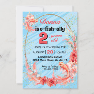 Invitation Fête d'anniversaire de tout âge pour carpes Koï na