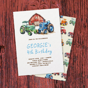 Invitation Fête d'anniversaire de tracteur de ferme