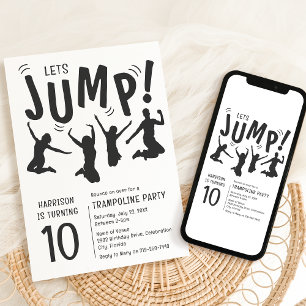 Invitation Fête d'anniversaire de trampoline pour enfants mod