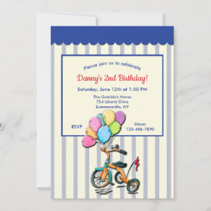 Invitation Fête d'anniversaire de Tricycle