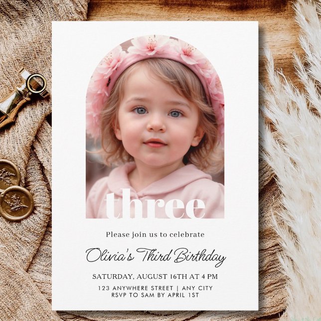 Invitation Fête d'anniversaire de trois ans 3ème anniversaire (Créateur téléchargé)