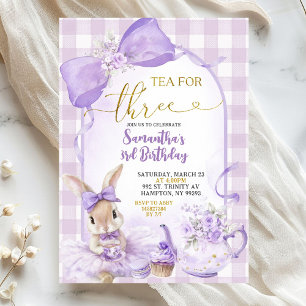 Invitation Fête d'anniversaire de troisième année de Bunny Te