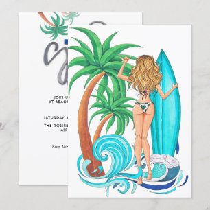 Invitation Fête d'anniversaire de vacances de plage de surf d