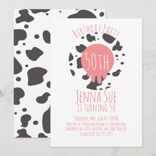 Invitation Fête d'anniversaire de vache motif imprimé animal
