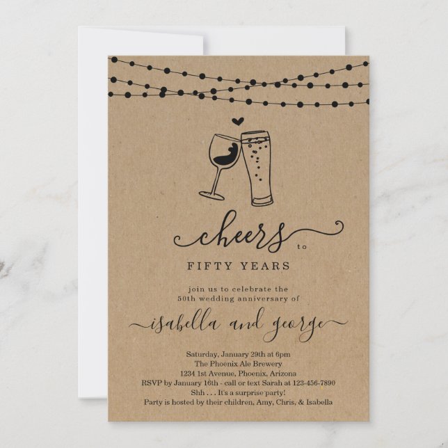 Invitation Fête d'anniversaire de vin & bière Cheers - Toute  (Devant)