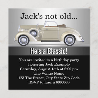 Invitation Fête d'anniversaire de voiture ancienne pour homme