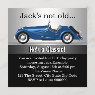 Invitation Fête d'anniversaire de voiture classique de Mans