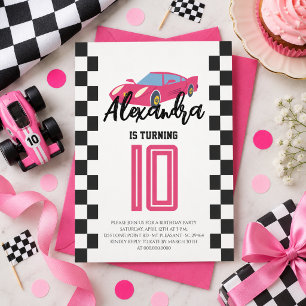 Invitation Fête d'anniversaire de voiture de course pour fill