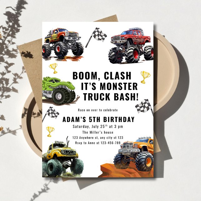 Invitation Fête d'anniversaire de voiture de course pour garç (Créateur téléchargé)