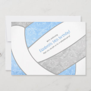 Invitation fête d'anniversaire de volley-ball gris clair