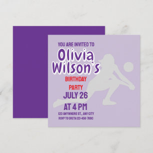 Invitation Fête d'anniversaire de volley-ball, Joueuse de vol