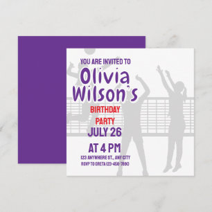 Invitation Fête d'anniversaire de volley-ball, Joueuse de vol