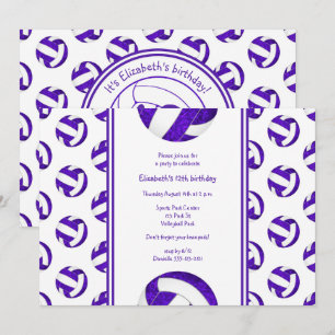 Invitation fête d'anniversaire de volley-ball pour filles vio